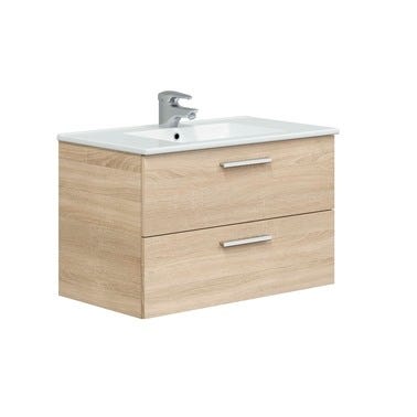 Bricomart MUEBLE DE BAÑO ECO ROBLE 80X45CM 2 CAJONES