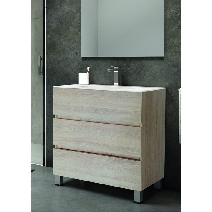 Bricomart MUEBLE DE BAÑO LIMA ROBLE 60X39CM 3 CAJONES