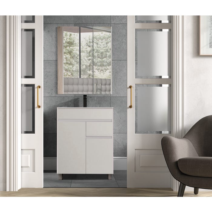 Bricomart MUEBLE DE BAÑO LONDRES BLANCO 60X45CM 2 PUERTAS Y 1 CAJON
