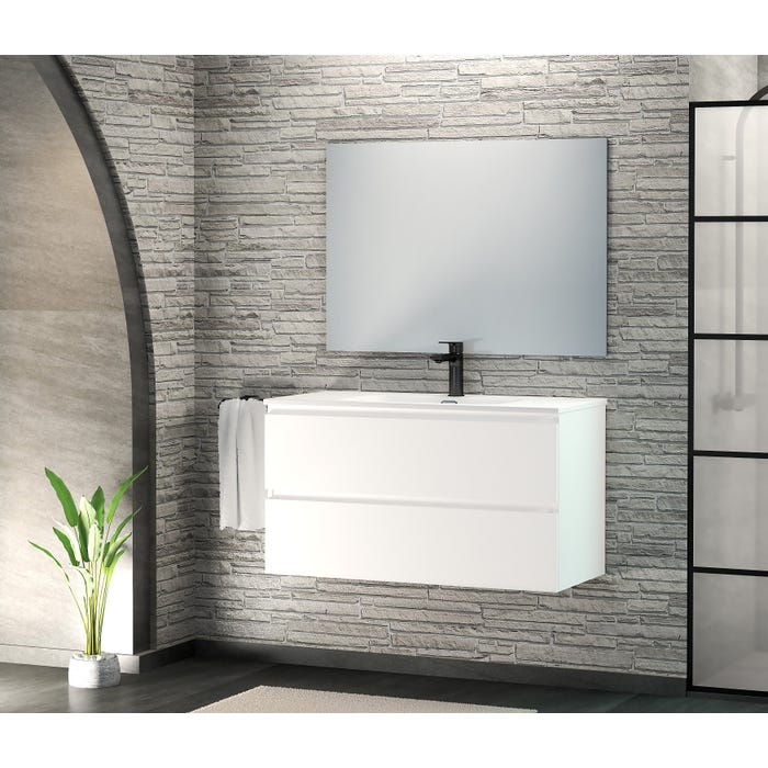 Bricomart MUEBLE DE BAÑO MAYA BLANCO 100X45CM 2 CAJONES