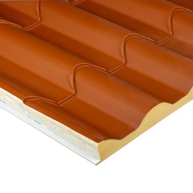Bricomart PANEL SÁNDWICH IMITACIÓN TEJA COPPO ROJO/BLANCO 4 CM 4 9X1 M