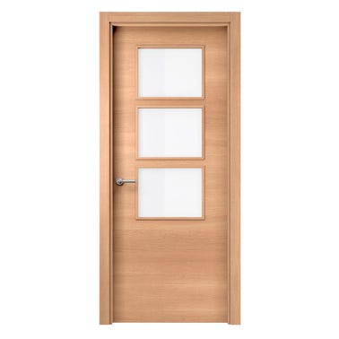 Bricomart PUERTA ABATIBLE EN BLOCK ACABADO ROBLE 72 5CM ACRISTALADA IZQUIERDA
