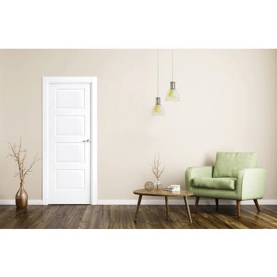 Bricomart PUERTA ABATIBLE EN BLOCK LACADA BLANCA 72 5CM CIEGA IZQUIERDA