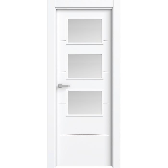 Bricomart PUERTA ABATIBLE EN BLOCK LACADA BLANCA 82 5CM ACRISTALADA IZQUIERDA