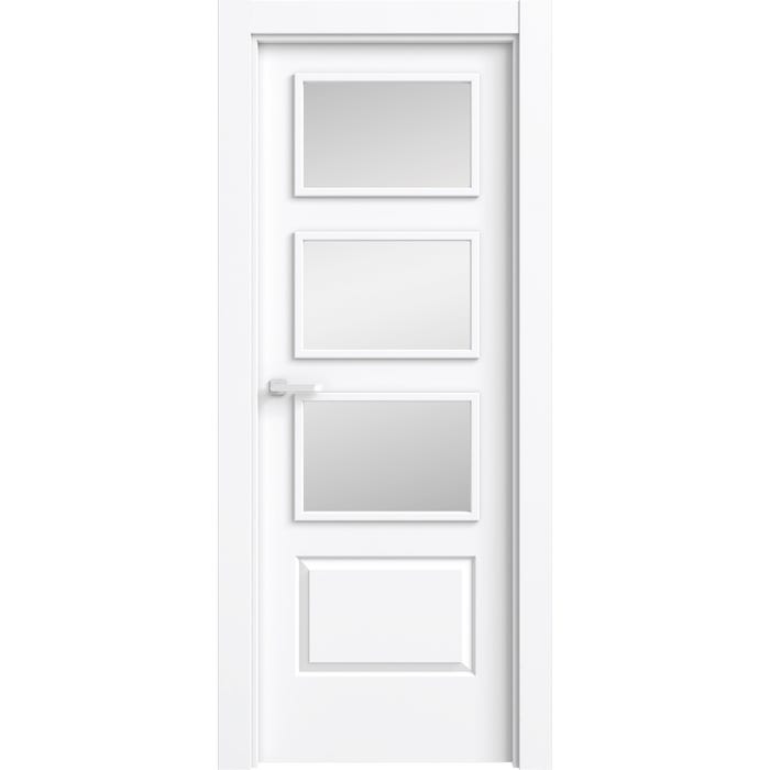 Bricomart PUERTA ABATIBLE EN BLOCK LACADA BLANCA 82 5CM ACRISTALADA IZQUIERDA