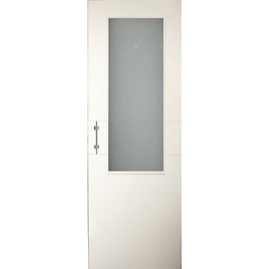 Bricomart PUERTA ABATIBLE EN BLOCK LACADA BLANCA 82 5CM ACRISTALADA IZQUIERDA