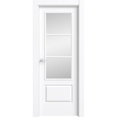 Bricomart PUERTA ABATIBLE EN BLOCK LACADA BLANCA 82 5CM ACRISTALADA DERECHA