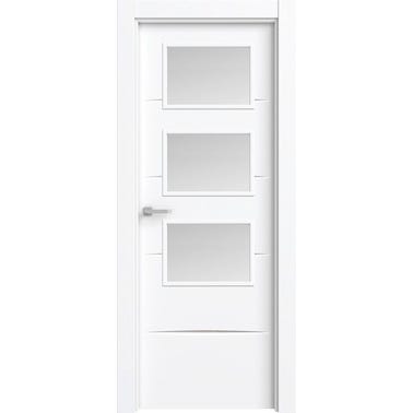 Bricomart PUERTA ABATIBLE EN BLOCK LACADA BLANCA 82 5CM ACRISTALADA DERECHA