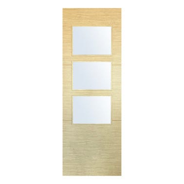 Bricomart PUERTA ABATIBLE EN BLOCK MELAMINA ROBLE 72 5CM ACRISTALADA DERECHA