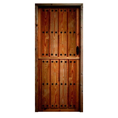 Bricomart PUERTA ENTRADA CASTELLANA MACIZA MADERA CASTAÑO 80 CM DERECHA