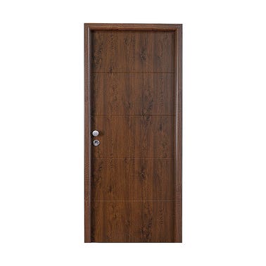 Bricomart PUERTA ENTRADA RESIDENCIAL LACADA NOGAL VT5 90 CM DERECHA