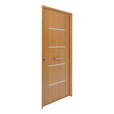 Bricomart PUERTA ENTRADA RESIDENCIAL RECUBIERTA PVC ROBLE 80 CM DERECHA