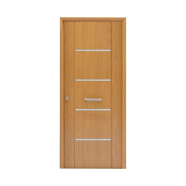 Bricomart PUERTA ENTRADA RESIDENCIAL RECUBIERTA PVC ROBLE 80 CM DERECHA
