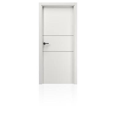 Bricomart PUERTA INTERIOR EN BLOCK LACADA BLANCA NEGRA VT2 62 5 CM IZQUIERDA