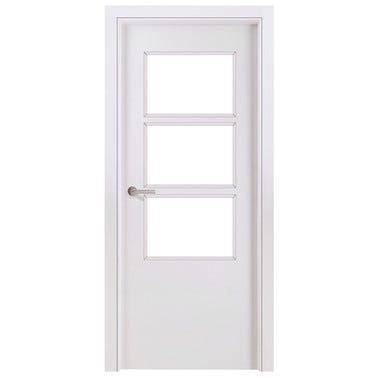 Bricomart PUERTA INTERIOR EN BLOCK LISA LACADA BLANCA VIDRIADA 72.5 CM DERECHA
