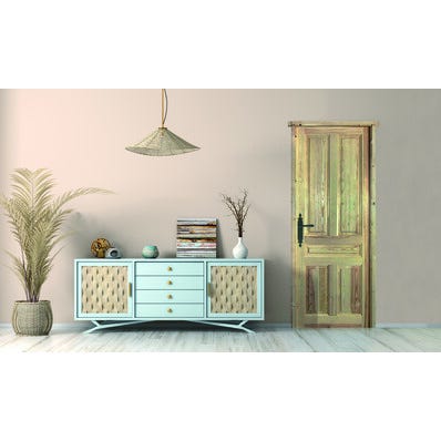 Bricomart PUERTA INTERIOR EN BLOCK MACIZA PINO 5 PAÑOS 72 5 CM DERECHA