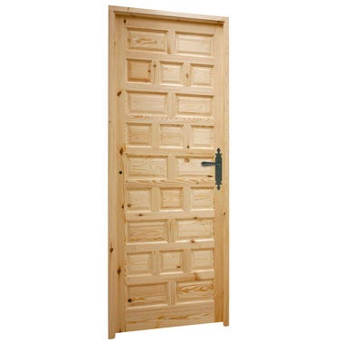 Bricomart PUERTA INTERIOR EN BLOCK MACIZA PINO CASTELLANA 62 5 CM DERECHA