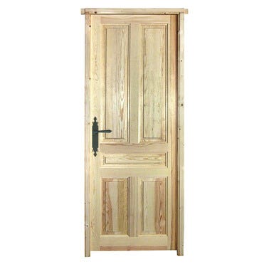 Bricomart PUERTA INTERIOR EN BLOCK MACIZA PINO CASTELLANA VIDRIADA 72 5 CM IZQUIERDA