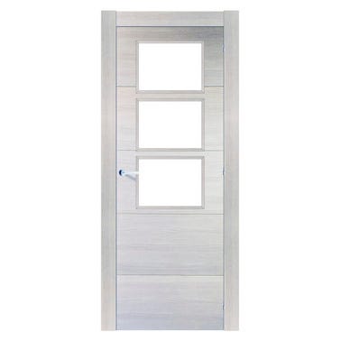 Bricomart PUERTA INTERIOR EN BLOCK MELAMINA NORD VT5 VIDRIADA 72.5CM IZQUIERDAHA