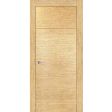 Bricomart PUERTA INTERIOR EN BLOCK MELAMINA ROBLE VT5 82.5CM DERECHA