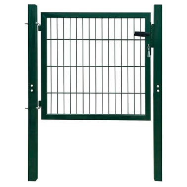 Bricomart PUERTA METÁLICA POSTE CUADRADO VERDE 1X1 M MALLA 50X50 MM