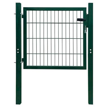 Bricomart PUERTA METÁLICA POSTE CUADRADO VERDE 1X2 M MALLA 50X50 MM