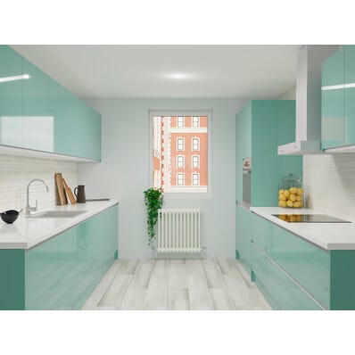 Bricomart PUERTA PARA MUEBLE DE COCINA ALICANTE AGUAMARINA BRILLO PET 80X15CM