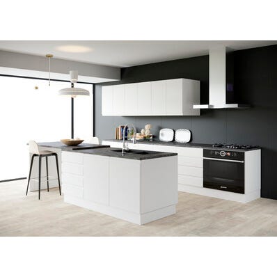 Bricomart PUERTA PARA MUEBLE DE COCINA MALLORCA BLANCO BRILLO MDF 90X30CM