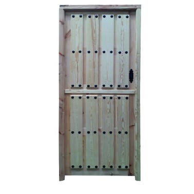 Bricomart PUERTA PINO MACIZO SIN BARNIZAR CASTELLANA MADERA PINO 80 CM IZQUIERDA
