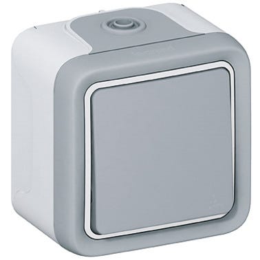 Bricomart PULSADOR SERIE ESTANCA PLEXO SUPERFICIE GRIS IP55