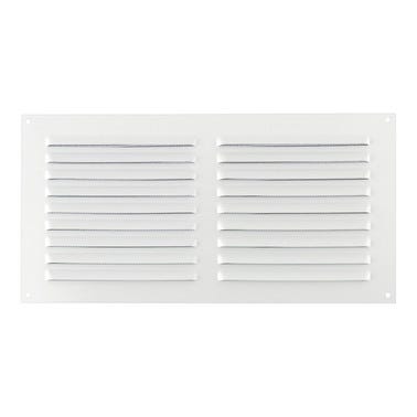 Bricomart REJILLA DE VENTILACION CON MOSQUITERA SOBREPONER ALUMINIO BLANCO 15 X 30 CM ESPESOR 0.8 MM