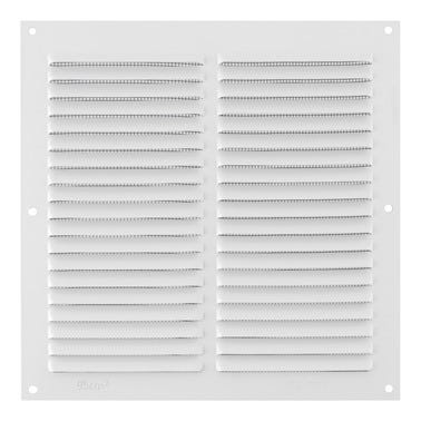 Bricomart REJILLA DE VENTILACION CON MOSQUITERA SOBREPONER ALUMINIO BLANCO 20 X 20 CM. ESPESOR 0.8 MM