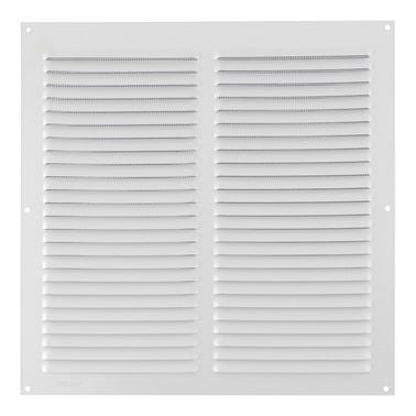 Bricomart REJILLA DE VENTILACION CON MOSQUITERA SOBREPONER ALUMINIO BLANCO 30 X 30 CM. ESPESOR 0.8 MM