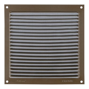 Bricomart REJILLA DE VENTILACION CON MOSQUITERA SOBREPONER ALUMINIO BRONCE 17 X 17 CM. ESPESOR 0.8 MM