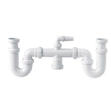 Bricomart SIFÓN DOBLE BOTELLA CON RACOR EXTENSIBLE Ø1 1/2"