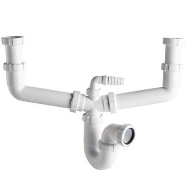 Bricomart SIFÓN FREGADERO CURVO EXTENSIBLE 1 1/2" BLANCO