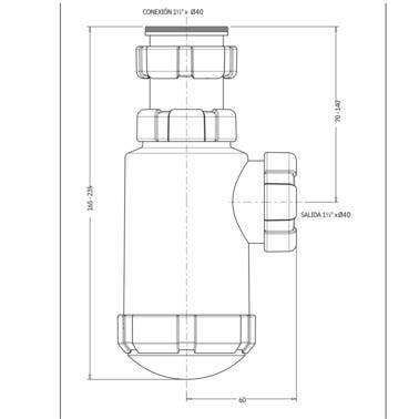 Bricomart SIFON LAVABO BOTELLA EXTENSIBLE 1 1/2" BLANCO