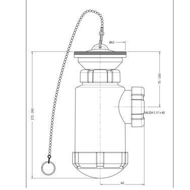 Bricomart SIFON LAVABO BOTELLA EXTENSIBLE 1 1/2" BLANCO