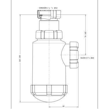 Bricomart SIFON LAVABO BOTELLA EXTENSIBLE 1 1/4"-1 1/2" BLANCO