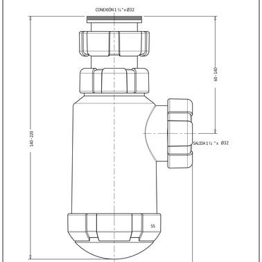 Bricomart SIFÓN LAVABO BOTELLA EXTENSIBLE 1 1/4" BLANCO