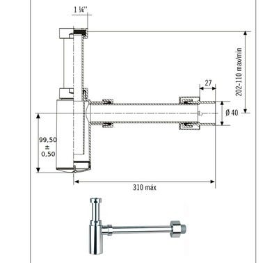 Bricomart SIFON LAVABO BOTELLA EXTENSIBLE 1 1/4" CROMADO