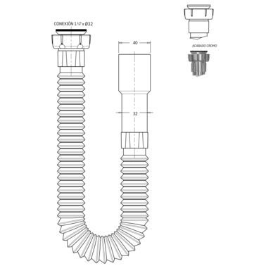 Bricomart SIFÓN LAVABO EXTENSIBLE 1 1/4"-1 1/2" CROMADO