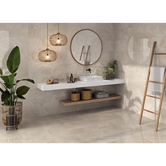 Bricomart SUELO CERAMICO INTERIOR 45X45CM BOLONIA IVORY BRILLO