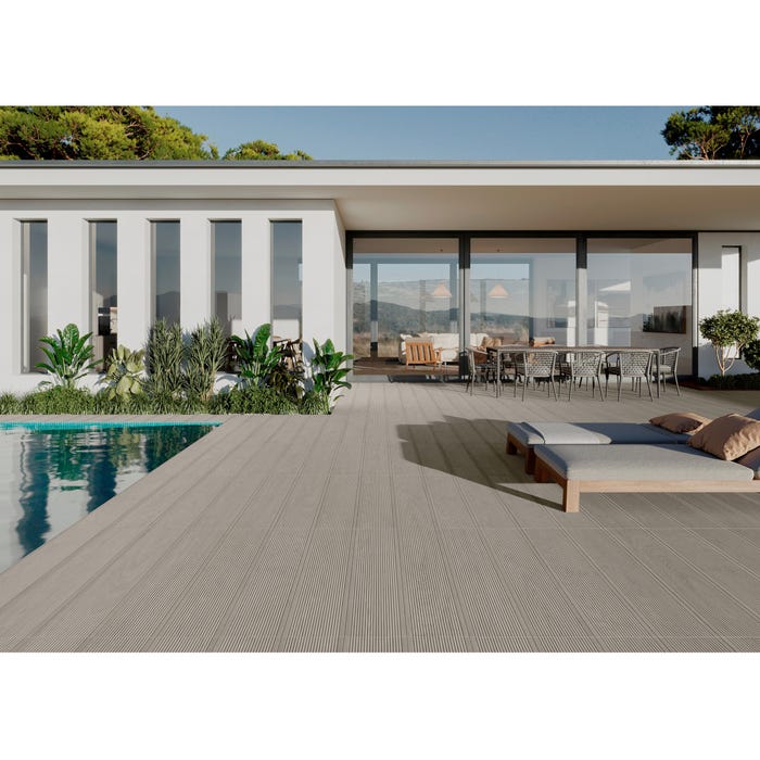 Bricomart SUELO PORCELANICO 23X120CM TEXU DECK GRIS