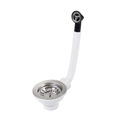Bricomart VÁLVULA FREGADERO 115MM CON REBOSADERO BLANCO TEKA