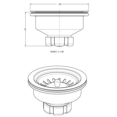 Bricomart VALVULA FREGADERO 115MM CON VÁSTAGO BLANCO