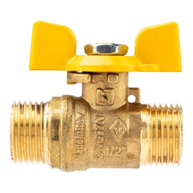 Bricomart VÁLVULA GAS BUTANO MARIPOSA MACHO - MACHO Ø 1/2" MM