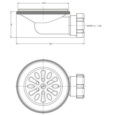 Bricomart VÁLVULA PLATO DE DUCHA 115MM-1 1/2" EXTRAPLANO BLANCO