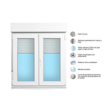 Bricomart VENTANA PVC OSCILOBATIENTE CON PERSIANA BLANCA 100X118CM