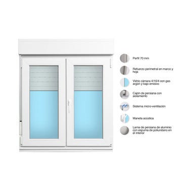 Bricomart VENTANA PVC OSCILOBATIENTE CON PERSIANA BLANCA 120X118CM